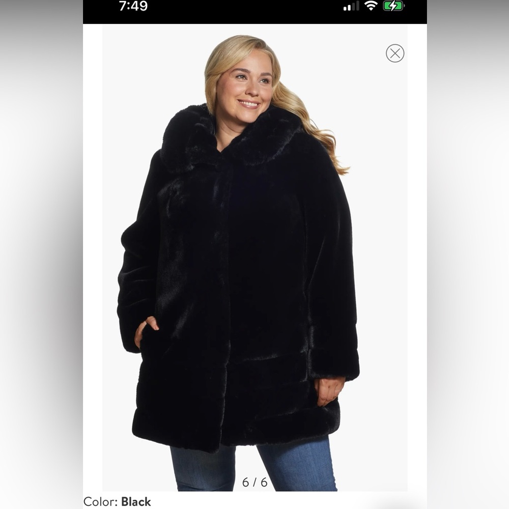 Gallery hooded faux fur coat NWT